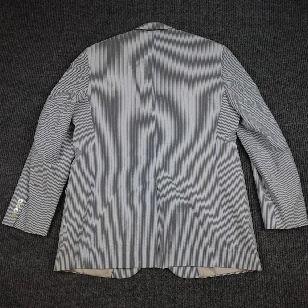 Brooks Brothers 346 Blazer Mens 44L Blue Stripe Cotton Sport Coat Jacket Summer